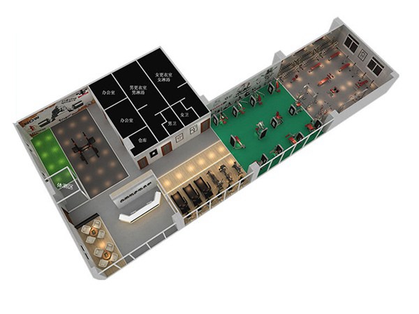 800平方健身房配置方案-广西熊猫体育体育健身器材有限公司