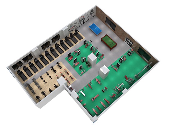 1000平方健身房配置方案-广西熊猫体育体育健身器材有限公司