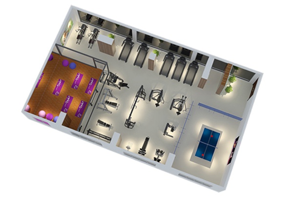 120平方健身房配置方案-广西熊猫体育体育健身器材有限公司