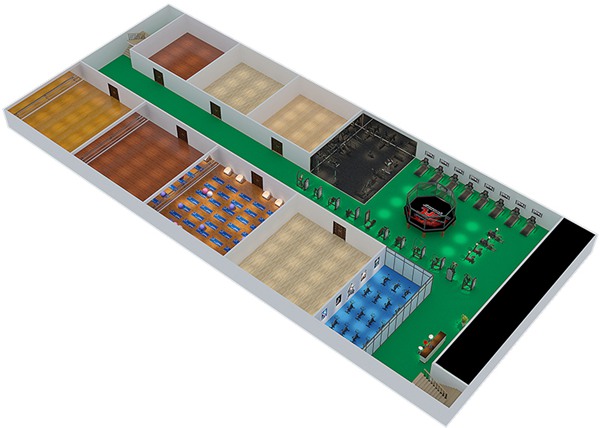 1800平方健身房配置方案-广西熊猫体育体育健身器材有限公司