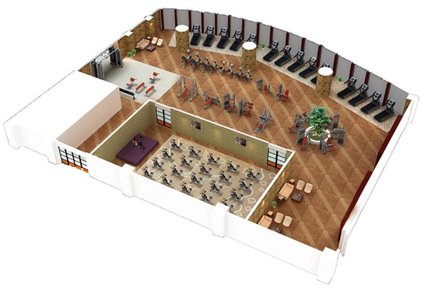 500平方健身房配置方案-广西熊猫体育体育健身器材有限公司