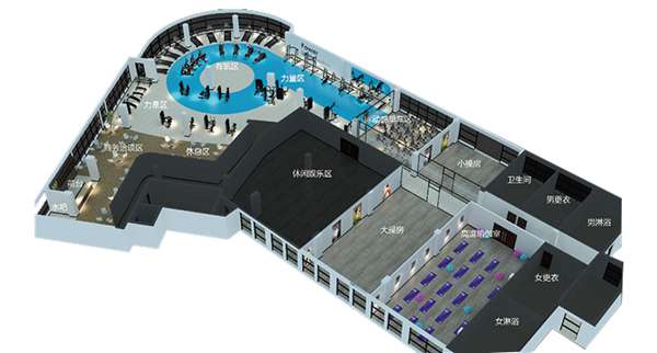 1500平方健身房配置方案-广西熊猫体育体育健身器材有限公司
