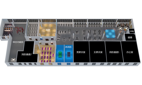 2000平方健身房配置方案-广西熊猫体育体育健身器材有限公司