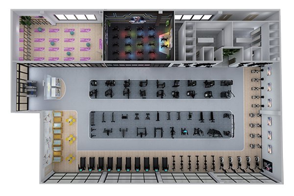 500平方健身房配置方案-广西熊猫体育体育健身器材有限公司