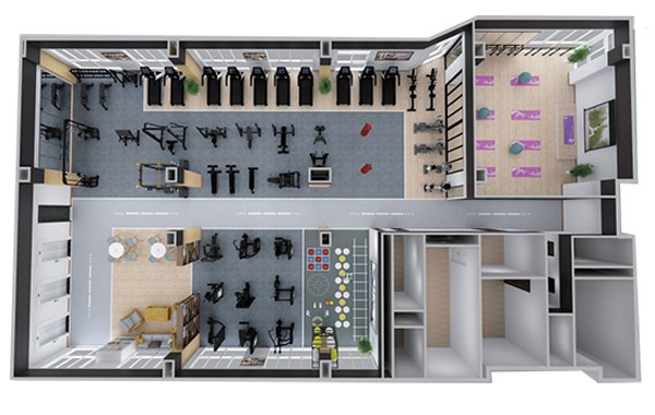 200-500平方健身房配置方案-广西熊猫体育体育健身器材有限公司