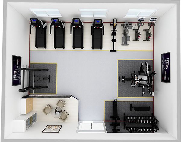 80平方健身房配置方案-广西熊猫体育体育健身器材有限公司