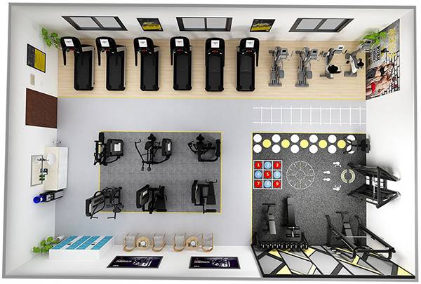 120平方健身房配置方案-广西熊猫体育体育健身器材有限公司